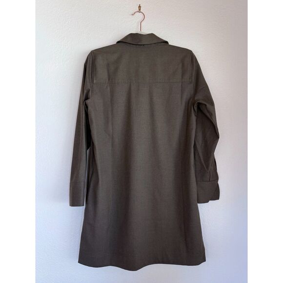 NWT Madewell Women's Button-Up Mini Shirtdress in Dark Olive Melange Size Small - Picture 9 of 15
